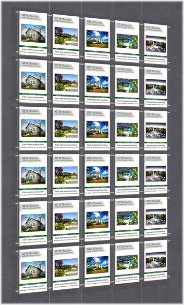 Poster Display - 5x6 Portrait single width pockets - wire suspended poster kit